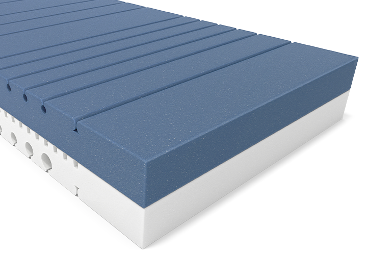 The two-tone foam core of the BODYGUARD mattress.