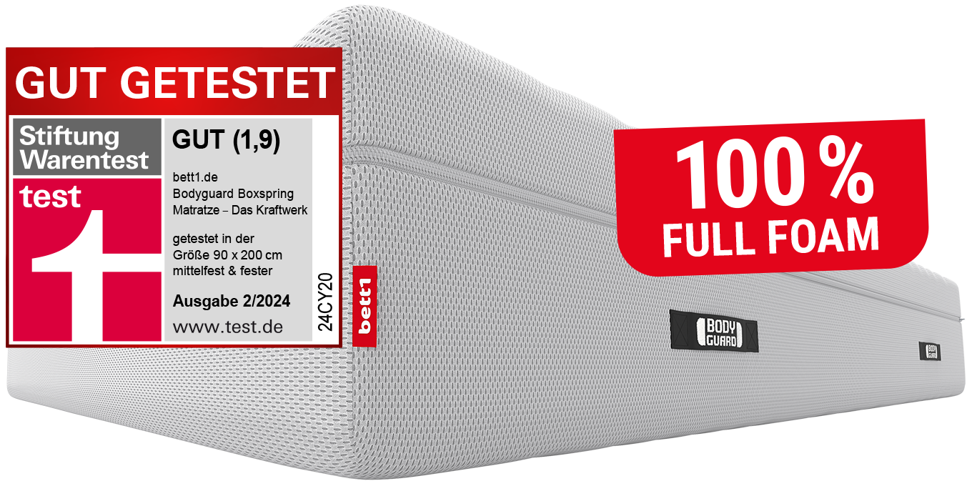 BODYGUARD® Boxspring Mattress. Seal of approval from Stiftung Warentest.	