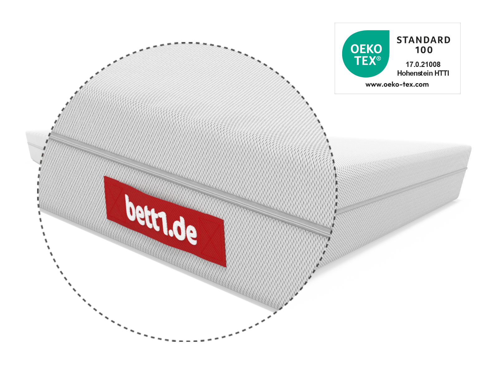 BODYGUARD® anti-cartel mattress Soft: Zoom to grip. Oeko-Tex® seal.