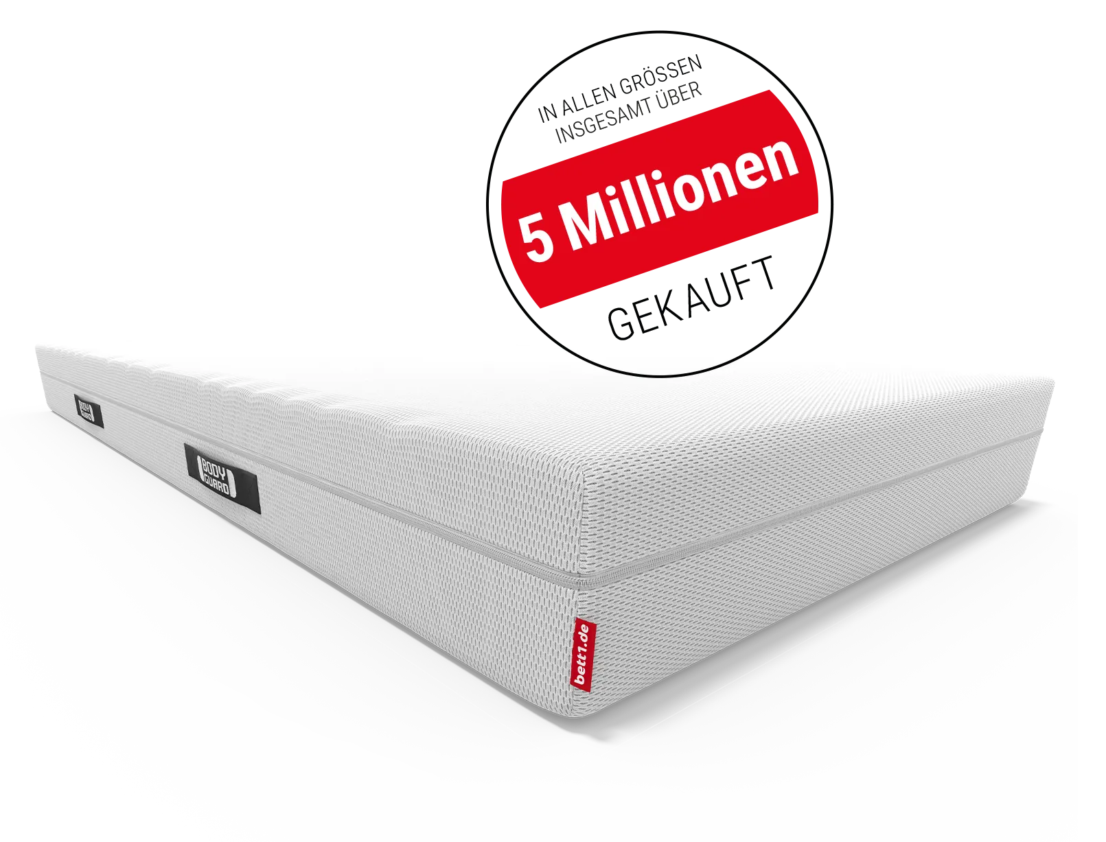 BODYGUARD® Anti-Kartell-Matratze. Text: in allen Größen insgesamt über 5 Mio. gekauft.