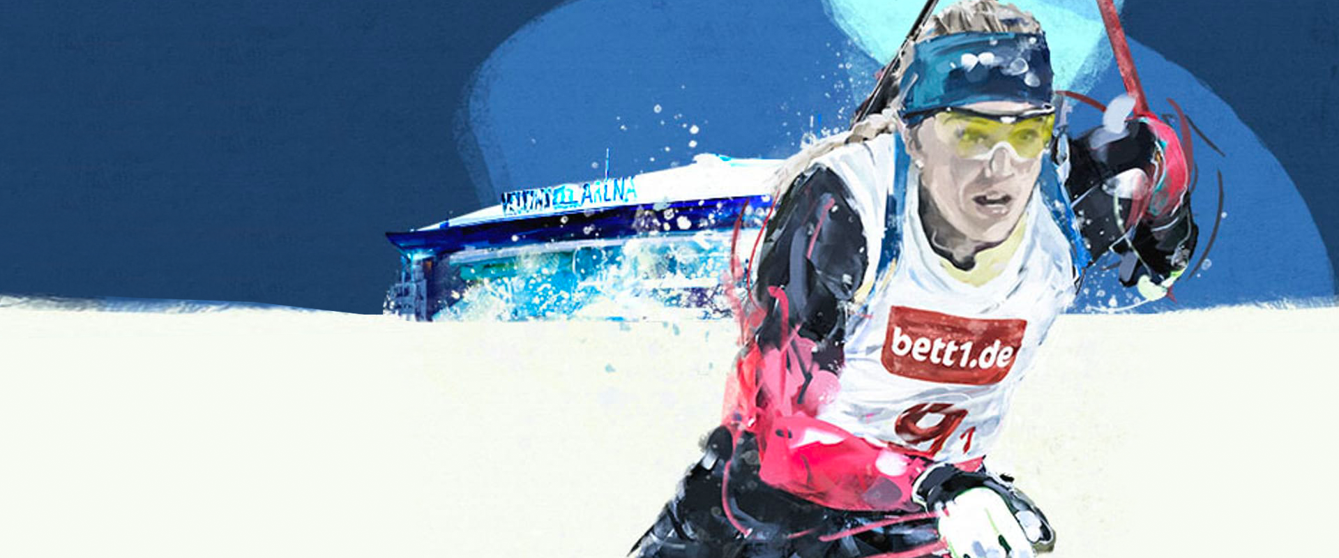 Photo: A person with ski poles in motion surrounded by swirling snow. 