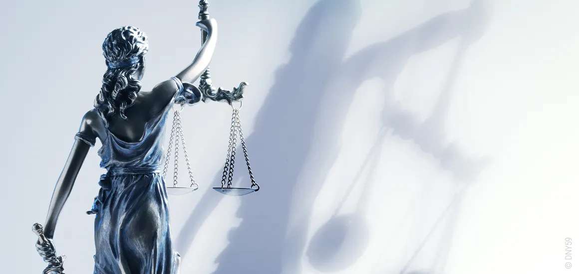Foto: Eine Statue der griechischen Göttin Justitia. 