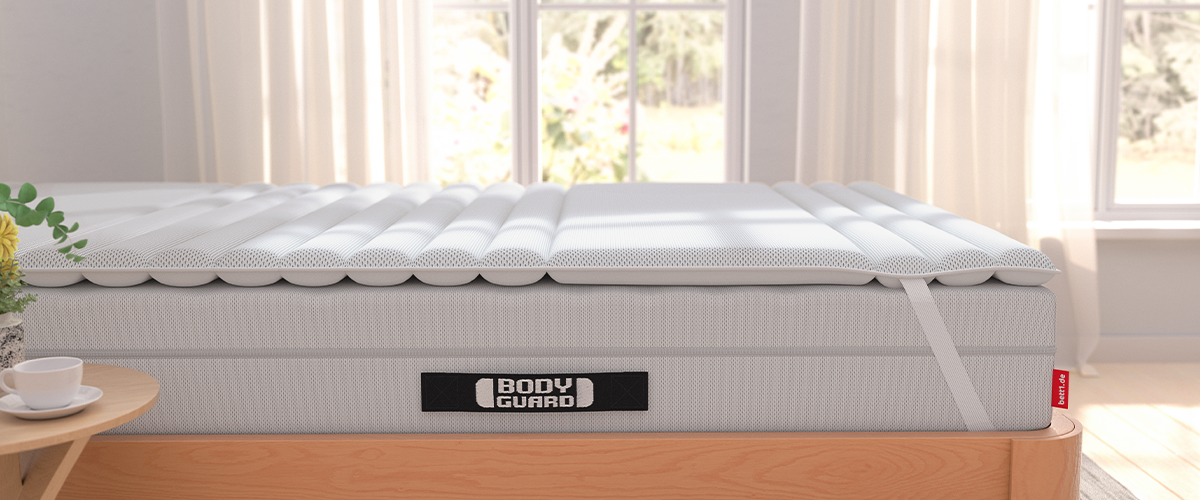 Single wooden bed with BODYGUARD mattress and topper 100x200