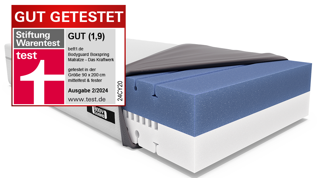 BODYGUARD® Boxspring mattress with open cover and two-colour mattress core