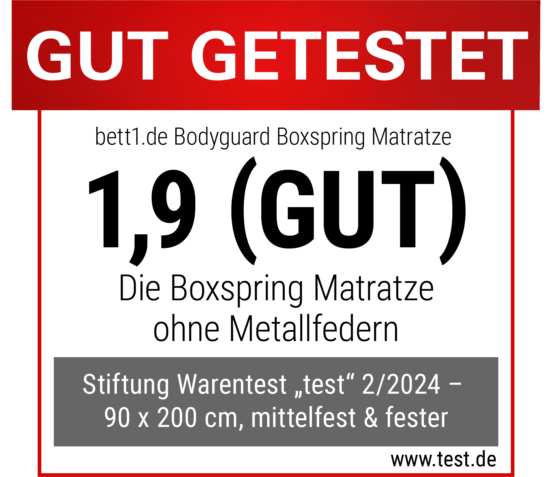 Testergebnis BODYGUARD Boxspring Matratze