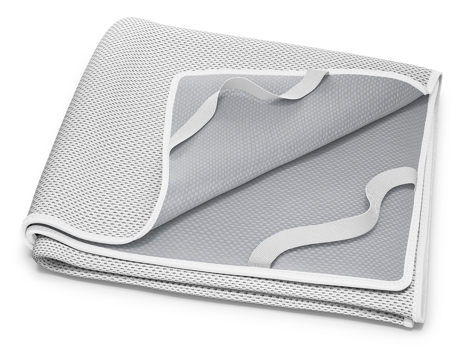 The folded BODYGUARD® Incontinence Pad: a folded-up corner shows the coated underside and the fastening loops.