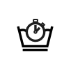 Illustration: Waschsymbol und Stoppuhr