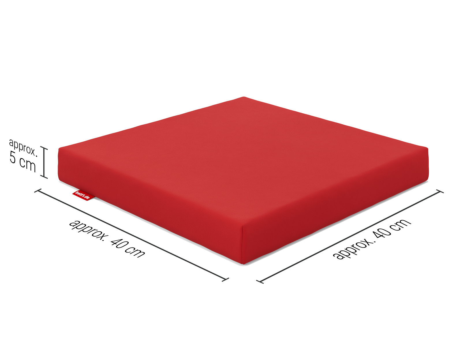 The RAINGUARD Seat Cushion with cushion dimensions: approx. 40 x 40 x 5 cm