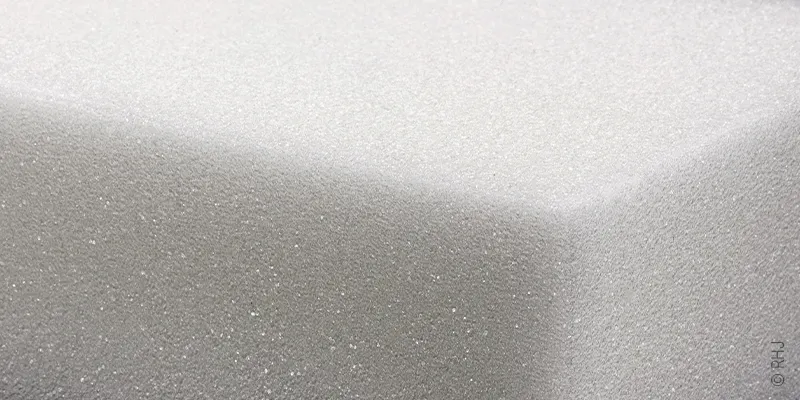 Close-up of a white cold foam block