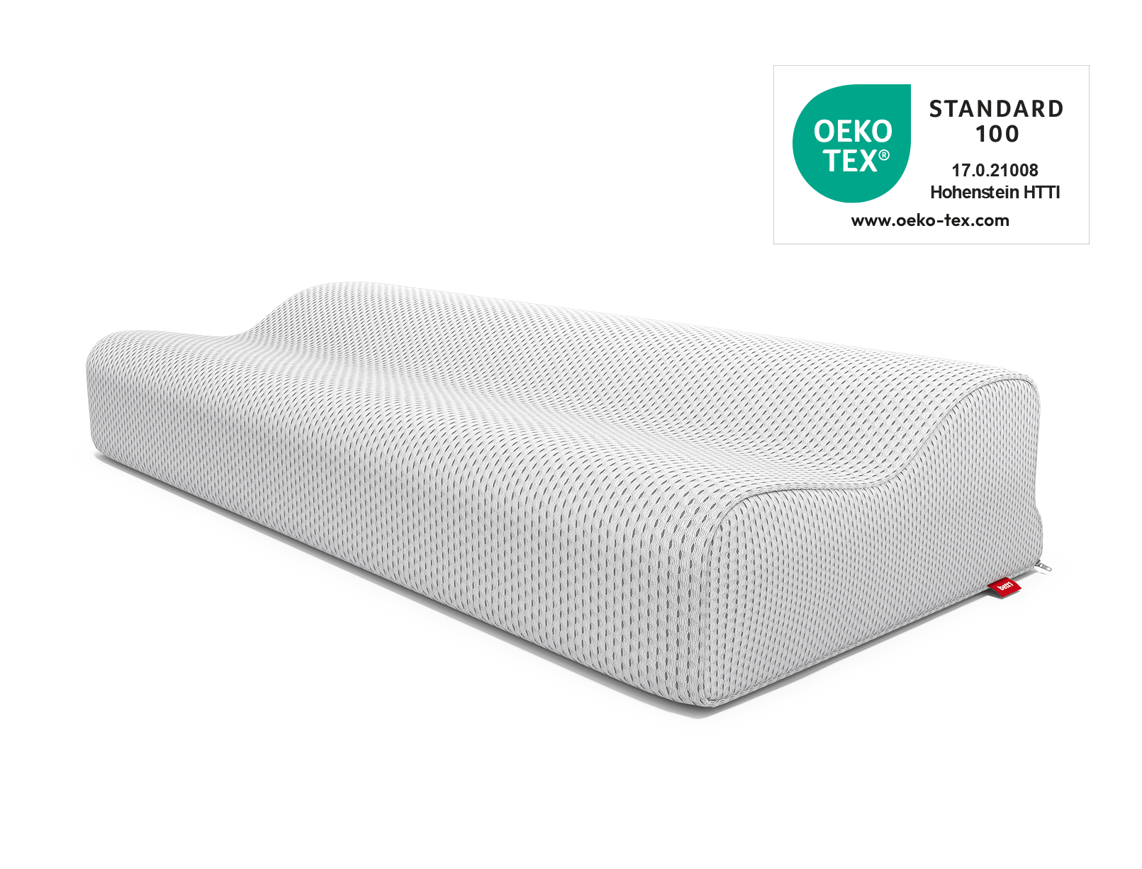 BODYGUARD® Ergonomic Pillow. Also bears the Oeko-Tex® Standard 100 seal.	