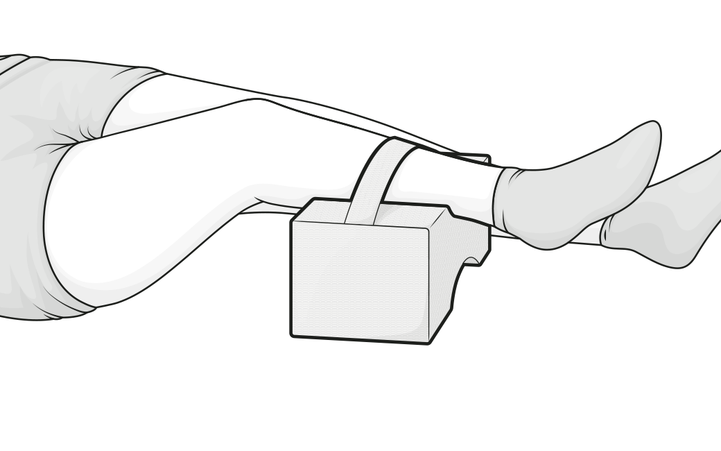 Illustration: One leg raised on the Knee Pillow	