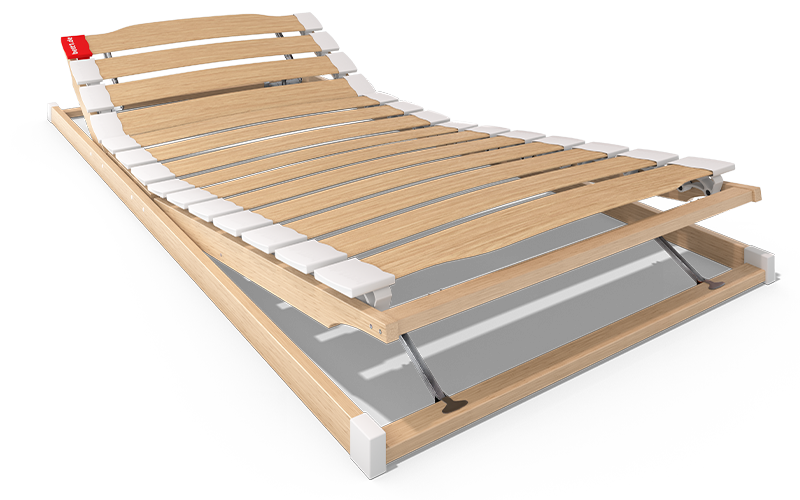 The BODYGUARD slatted frame 120x200 cm with raised head and foot sections.