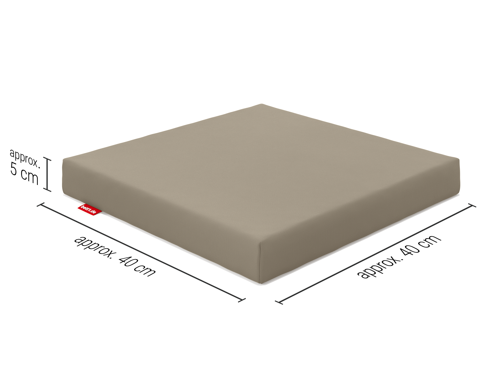 The RAINGUARD Seat Cushion with cushion dimensions: approx. 40 x 40 x 5 cm