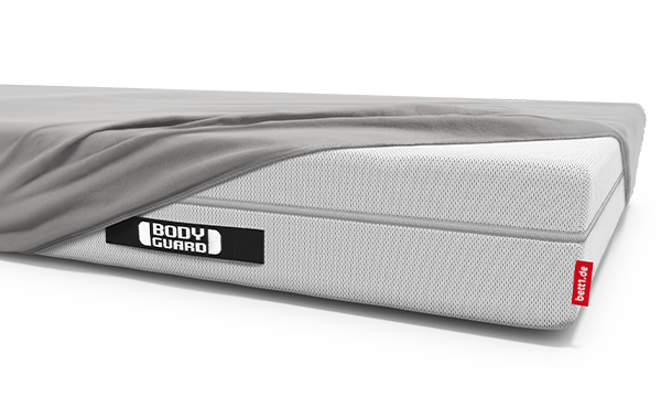 BODYGUARD mattress, partially covered with BODYGUARD jersey fitted sheet
