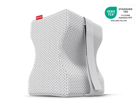 Das BODYGUARD® Kniekissen. Daneben das Oeko-Tex® Standard 100 Siegel.