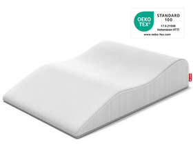 Das BODYGUARD® Venenkissen. Daneben das Oeko-Tex® Standard 100 Siegel.	