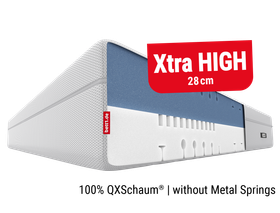 BODYGUARD Boxspring Mattress. Text: Xtra high 28 cm, 100 % QXSchaum, without metal springs.	