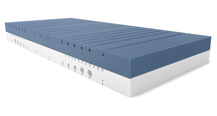 The two-tone mattress core of the BODYGUARD Anti-Cartel Mattress.