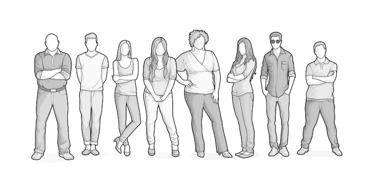 Illustration verschiedener Körpertypen