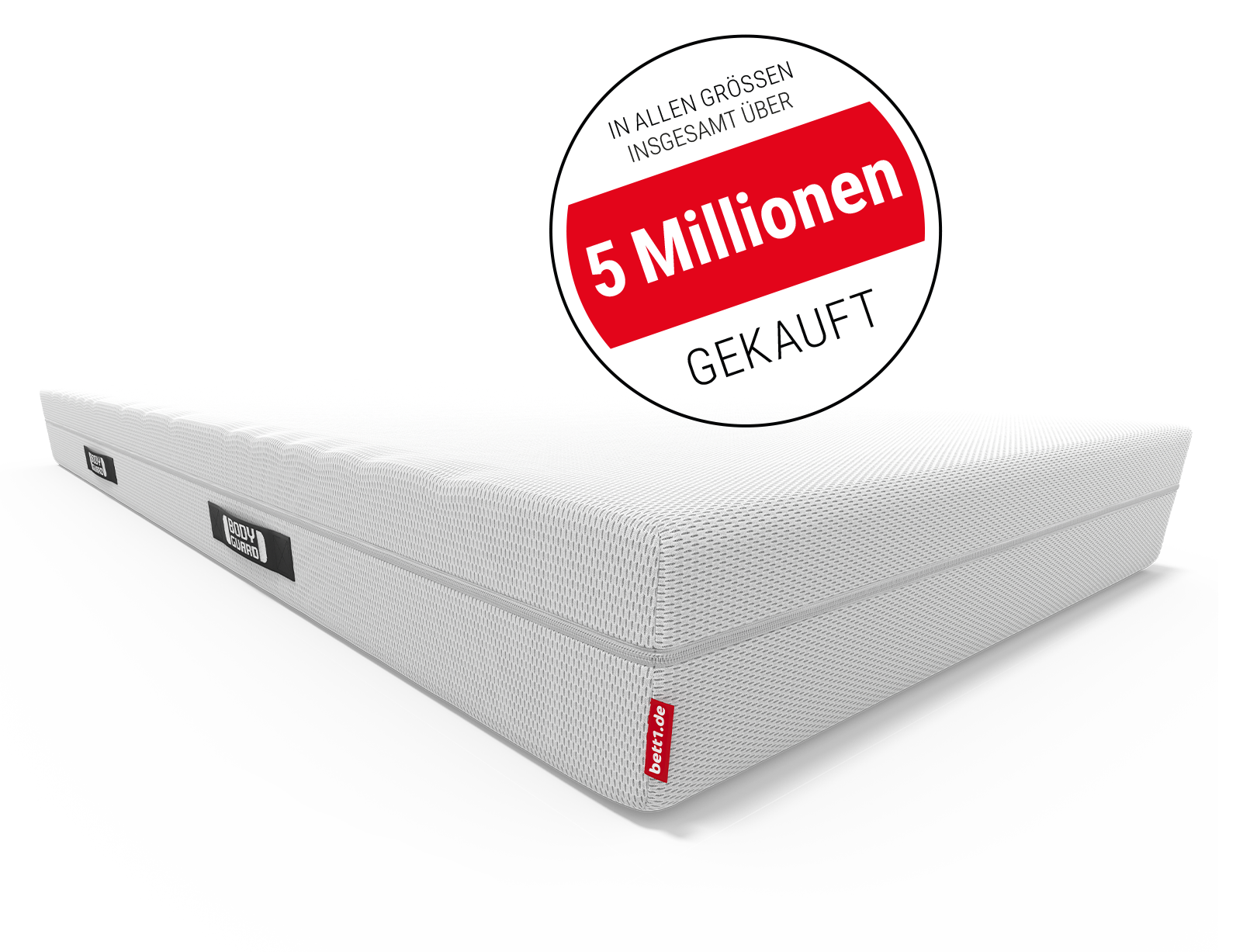 BODYGUARD® Anti-Kartell-Matratze. Text: in allen Größen insgesamt über 5 Mio. gekauft.