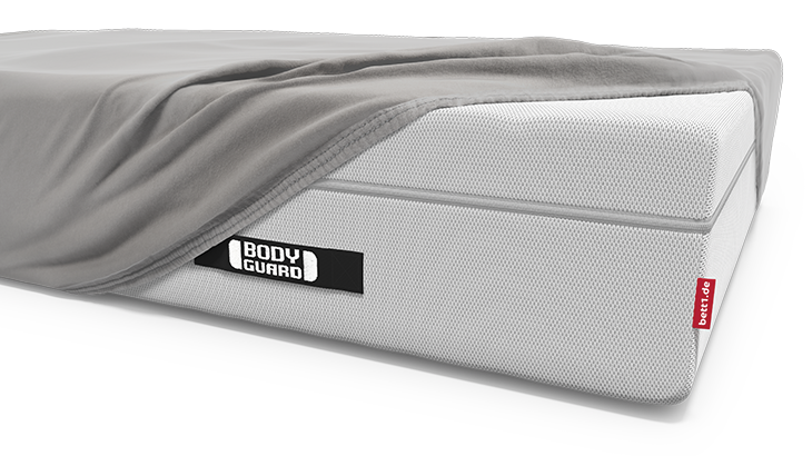 Die BODYGUARD Boxspring Matratze bezogen mit einem Spannbettlaken 120x200 cm mit extra großer Steghöhe