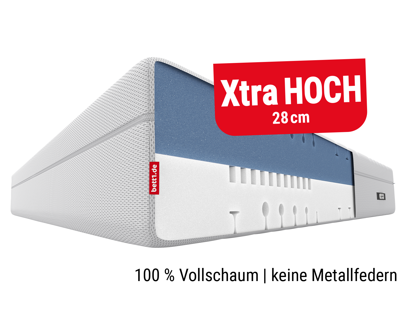 BODYGUARD Boxspring Matratze. Text: Xtra hoch 28 cm. 100 % Vollschaum, keine Metallfedern.