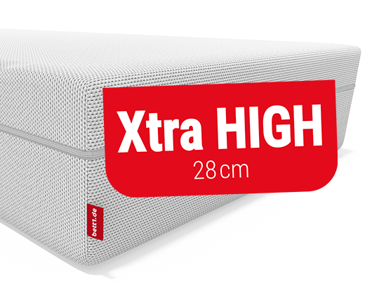 BODYGUARD Boxspring Mattress. Text: Xtra high 28 cm, 100 % solid foam, without metal springs.	