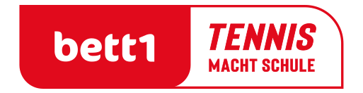 Logo mit Text: „bett1 – Tennis macht Schule“