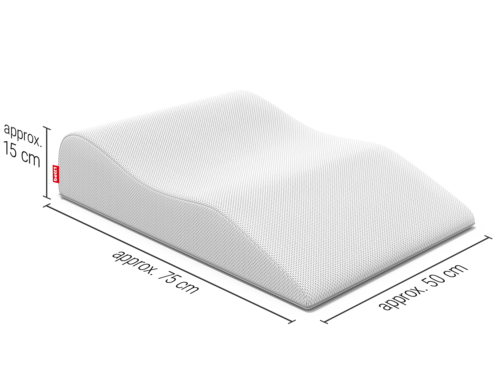 BODYGUARD Leg Elevation Pillow, the dimensions of which are marked on the sides: 75 x 50 x 15 cm (L x W x H)