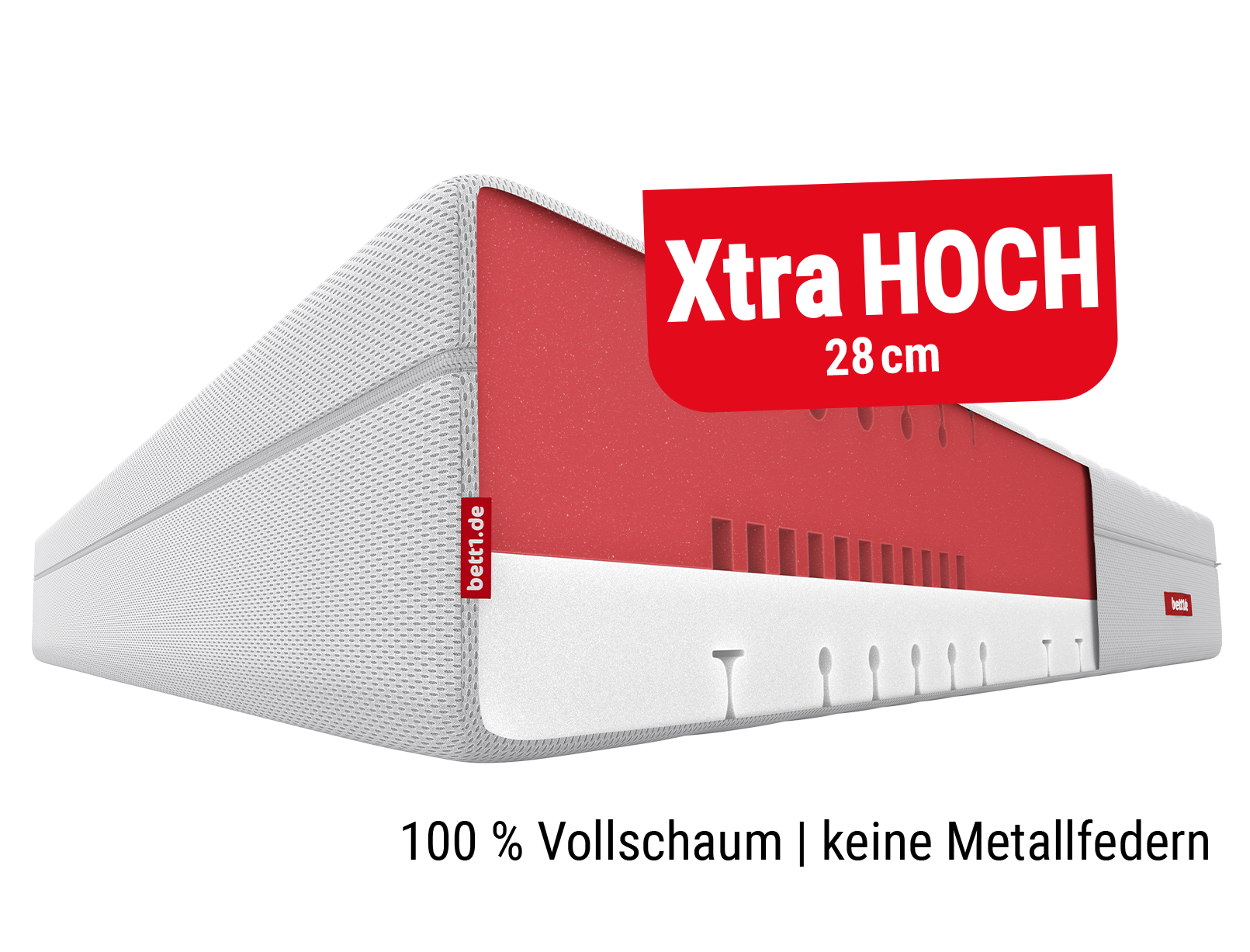 BODYGUARD Boxspring Matratze Weich. Text: Xtra hoch 28 cm. 100 % Vollschaum, keine Metallfedern.
