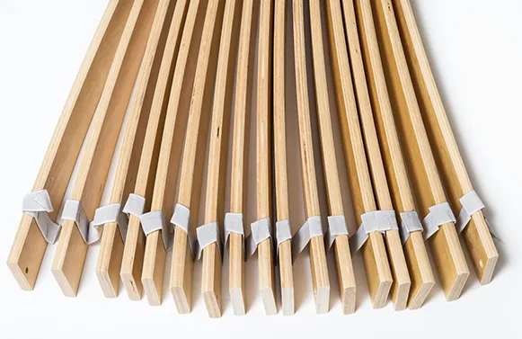 Image: Close-up of wooden slats of a rolling grate.