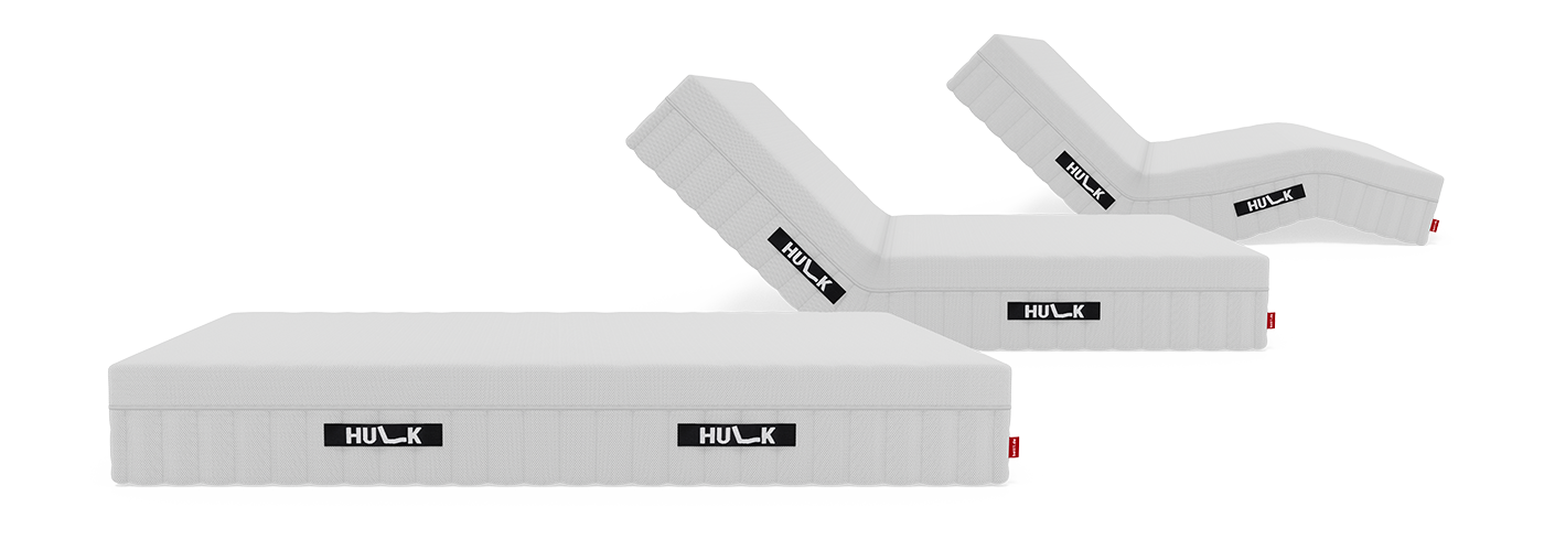 The HULK in three settings: flat, raised headboard, raised headboard and footboard