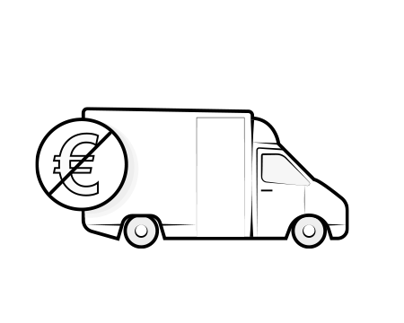 Illustration: A lorry with a crossed-out euro sign.