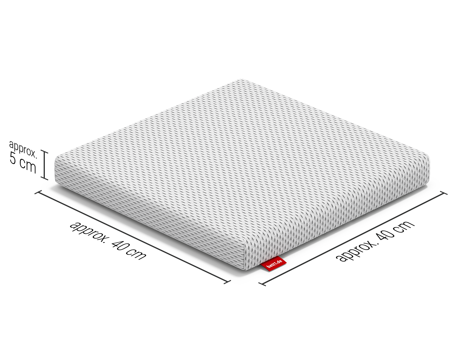 BODYGUARD® seat cushion with cushion dimensions: 40 x 40 x 5 cm.