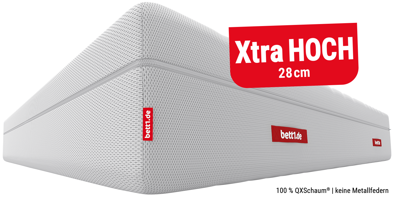 BODYGUARD Boxspring Matratze Weich. Text: Xtra hoch 28 cm. 100 % QXSchaum, keine Metallfedern.