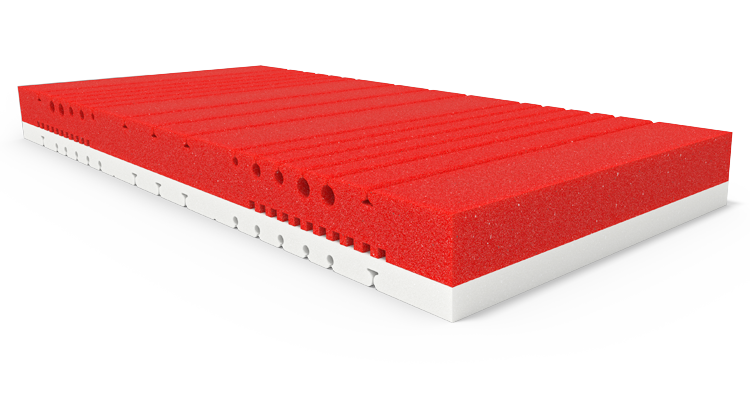 The two-tone mattress core of the BODYGUAR Anti-Cartel Mattress Soft.