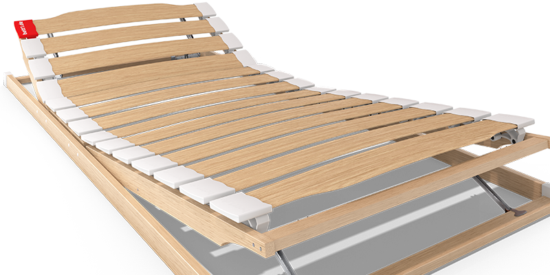 The height-adjustable BODYGUARD Slatted Frame with raised head and foot sections.