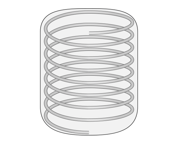 Illustration: A pocket spring, straight curved and in the cover