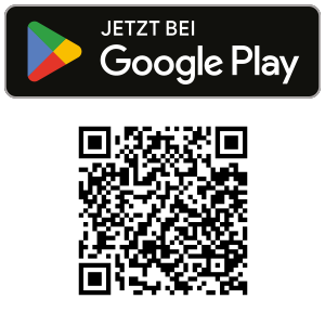 QR Code zur HULK App im Google Play Store. Text: Jetzt bei Google Play