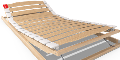 The BODYGUARD slatted frame 120x200 cm with raised head and foot sections.