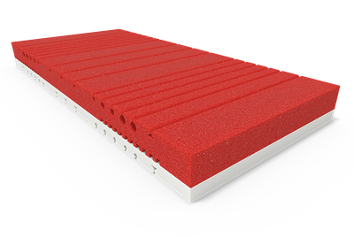 The two-coloured core of the BODYGUARD® anti-cartel mattress Soft.	