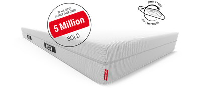 The BODYGUARD mattress. Text: More than 5 million sold across all sizes. A flipping icon is shown alongside