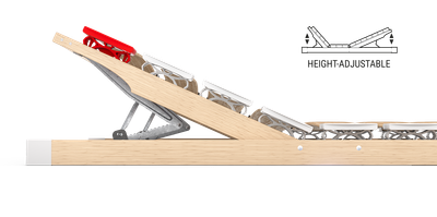 Side view of the raised head section of the BODYGUARD® slatted frame.