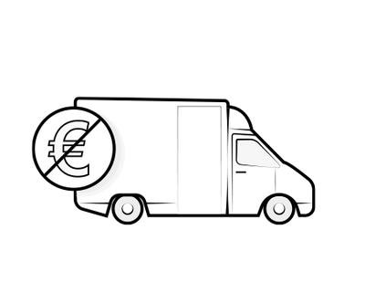 Illustration: A lorry with a crossed-out euro sign.