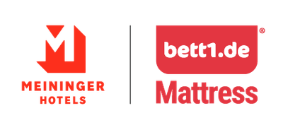 Two logos side by side: MEININGER Hotels and bett1.de