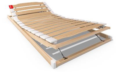 The BODYGUARD slatted frame 120x200 cm with raised head and foot sections.